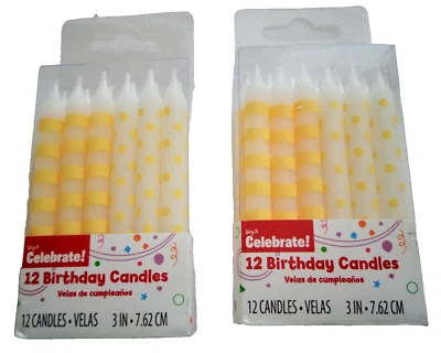 36 amarillo y blanco 3 pulgadas. Velas de cumpleaños para celebrar Foto 1 de 2