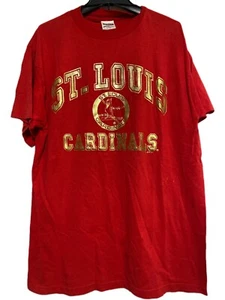 Vintage St Louis Cardinals T Shirt XL Raised Gold Graphic Tutlex Pre-Shrunk - Picture 1 of 9