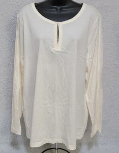 Basic Editions Womens Shirt Top Blouse Size 1X Ivory - Picture 1 of 12