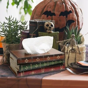 MyGift Antique Book Design Wood Bathroom Facial Tissue Dispenser Box Cover - Picture 1 of 6