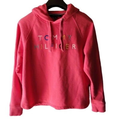 Tommy Hilfiger Sport розовый пуловер Rainbow логотип толстовка с капюшоном длинным рукавом маленький MRT $59 - Изображение 1 из 4