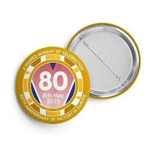 VE Day 80th Anniversary Standard Pin Badge Design 2 - Special Edition - Picture 1 of 2