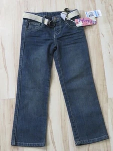 New Girl’s Greendog Dark Denim Blue Jean Pants Straight Leg w/ Gold Belt Size 5 - Picture 1 of 4