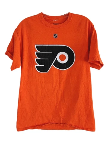 Reebok Philadelphia Flyers Jersey Shirt Adult M Orange Black NHL Hockey Pronger Cover