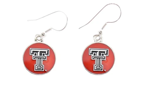 Texas Tech Red Raiders Translucent Red Disc Silver Hook Wire Earring Jewelry TTU Cover