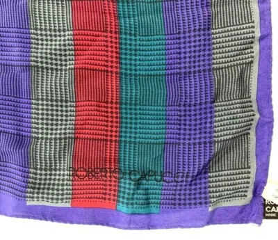 Roberto Capucci Bufanda de Seda Azul Púrpura Gris Cuadrado Pata de Gallo Alexander's Foto 1 de 4