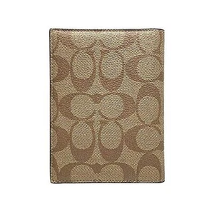 COACH Passport Case in Signature C Coated Canvas (COACH F93518) TAN/BLACK - Picture 1 of 5