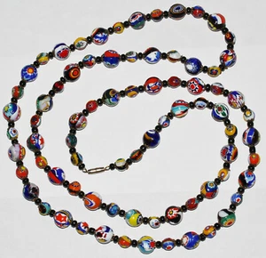 Collar con aletas vintage de vidrio de arte italiano Murano Millefiori cuentas venecianas - Imagen 1 de 11