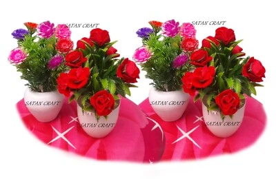 Juego de 4 Macetas Artificiales Multicolores - Lindo Regalo Decorativo para Hogar, Escritorio Foto 1 de 4