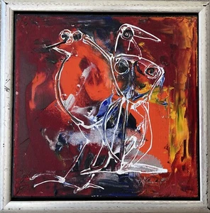 Stig Sander 1945-2012 Abstract Figure Composition Modern Danish Midcentury - Picture 1 of 12