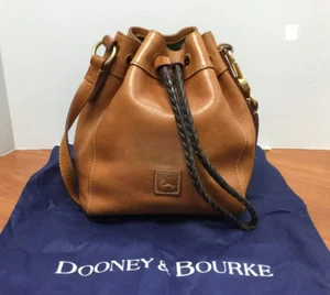 Dooney Bourke Chestnut Brown Florentine Leather HATTIE Drawstring Bucket Bag - Picture 1 of 7