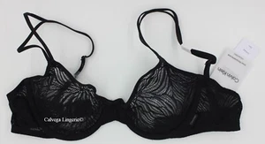 Neu mit Etikett Calvin Klein QF7103 "Sheer Marquisette" wandelbarer Halb-Softschalen-BH, schwarz - Bild 1 von 9