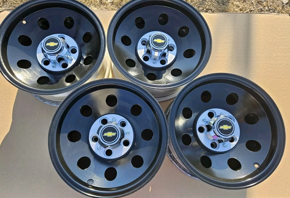 🔥 Set/4 88-98 Chevy Silverado Blazer Tahoe Suburban Black OEM 15" Wheels Rims - Image 1 of 4