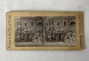 Victorian SCENES IN THE LIFE OF CHRIST Miller View Stereoview JESUS MEETS MOTHER - Imagen 1 de 2