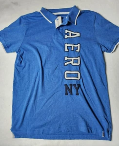 Polo de golf Aeropostale para hombre grande parches azules AERO NY manga corta informal - Imagen 1 de 10