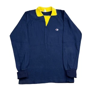 Vintage 70s Champion Polo Shirt Men’s Small Blue Long Sleeve Rugby Jersey Italy - Picture 1 of 6