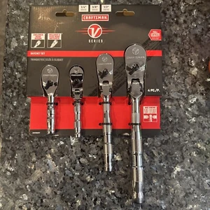 4pc CRAFTSMAN V-SERIES Ratchet Set 1/4 3/8 1/2 Flexible Head & Stubby CMMT86507v - Picture 1 of 7