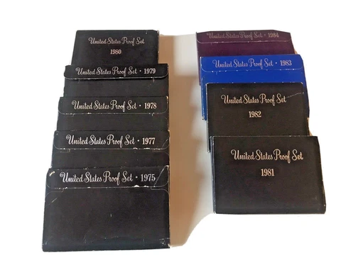 1975, 1977-1984 US Proof Lot of 9 Commemorative Coin Sets Cover