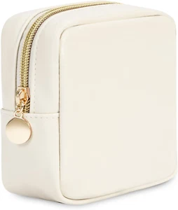 Small Makeup Bag for Purse Make up Pouch Cute Cosmetic Pouch Mini Milky White - Picture 1 of 7