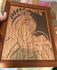 Vintage Religious Hand Carved Wooden Madonna Wall Art Mother & Baby Framed