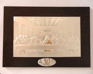 50° ANNIVERSARIO DI MATRIMONIO NOZZE D'ORO QUADRO L'ULTIMA CENA ARGENTO cm43x30 - Picture 1 of 7