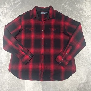 Polo Ralph Lauren Hemd Herren 2XL rot Flanell Perlen Druckknopf Western Buffalo kariert - Bild 1 von 7