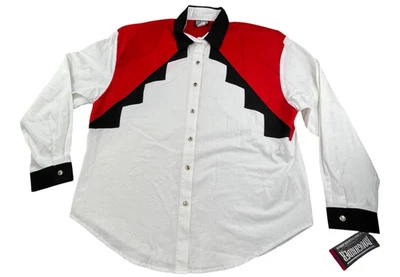 Vintage Roughrider Circle T Western Snap Shirt Men XL White Aztec Rodeo USA Made - Image 1 of 4