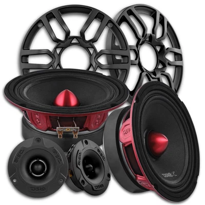 2x DS18 PRO-X6.4BM 6.5" Alto-falantes de Médio Alcance com Tweeters e Grelhas Pretas de 3,8" - Imagem 1 de 4