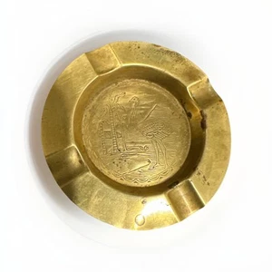 Vtg Solid Brass Ashtray Party Trays Floral Bird Palm Tree Pyramid Egypt - Picture 1 of 4