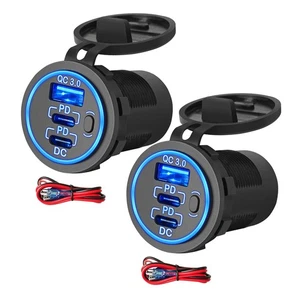 2x 12/24V USB C Steckdose Steckdose PD & QC3.0 Ladegerät Adapter für Auto Boot Wohnmobil Marine - Bild 1 von 10