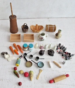 Wooden Dollhouse Accessories Pots Pans Food Lot Bundle #7 - Picture 1 of 3