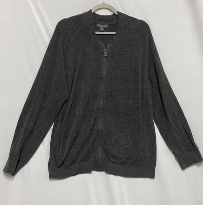 Barefoot Dreams CozyChic Ultra Lite® Men's XL Zip-Front Jacket Grey Black - Image 1 of 4