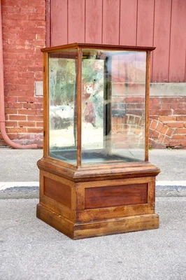 Antique Drug Store Showcase Oak Glass Display Case Trophy Bookcase Cabinet VTG - Image 1 of 4