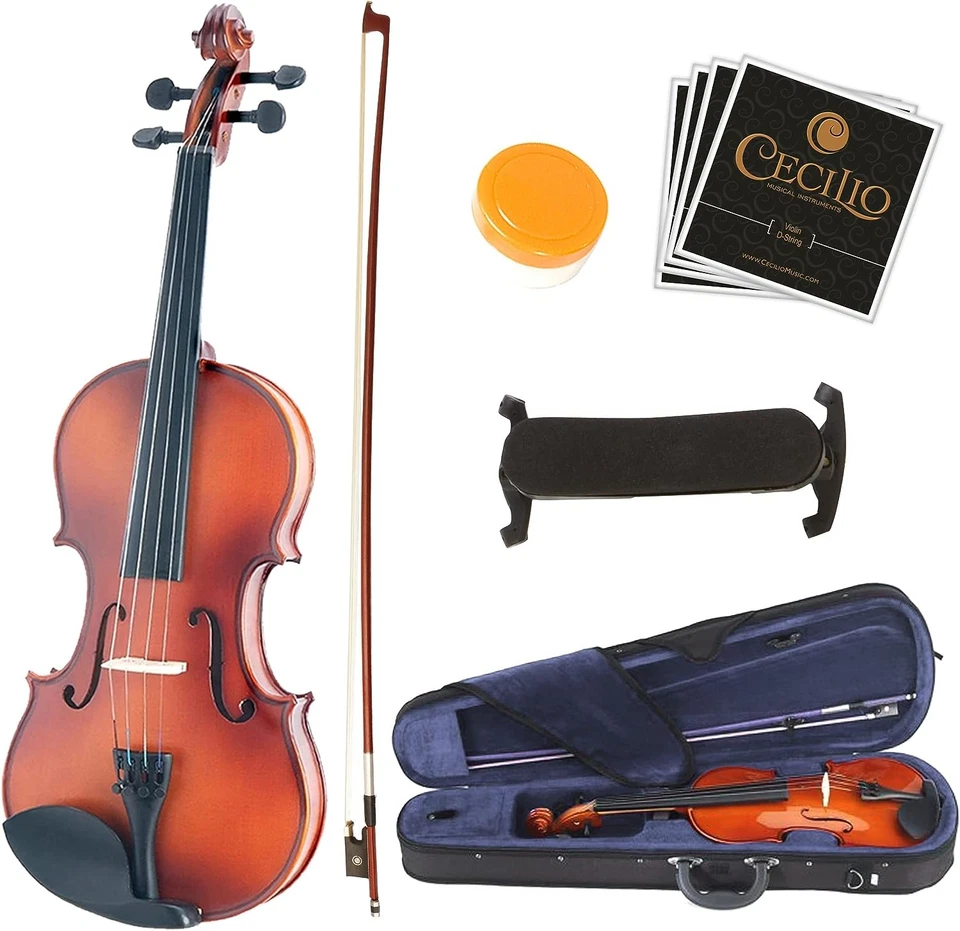 Violín Mendini de Cecilio, kit para principiantes 4/4 con estuche rígido, colofonia, arco Foto 1 de 1
