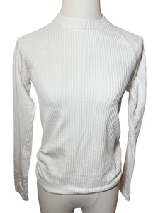 Lululemon Rest Less Ribbed Long Sleeve Top White Size 2 Women’s Stretch Tee Run - Picture 1 of 5