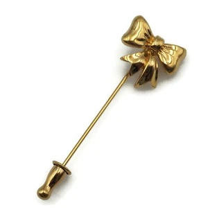 Monet Shiny Gold Tone Ribbon Bow .65 Inch Fashion Stick Pin - Picture 1 of 12