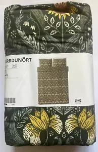 IKEA KARRDUNORT Duvet Cover And 2 Pillowcases 200x200 cm Dark Green Multicolour - Picture 1 of 5