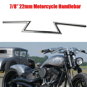 7/8" Motorcycle Handlebars Z Bar Drag Bars For Harley Yamaha Suzuki Chopper - Foto 1 di 7