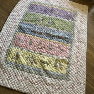 Pottery Barn Kids Quilt Applique Fancy Feet Twin 64 x 82" - Bild 1 von 15