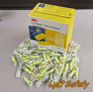 BULK 3M E-A-Rsoft Ear Plug Noise Reduction Yellow Neon Foam 1/Case = 10/Boxes - Picture 1 of 5