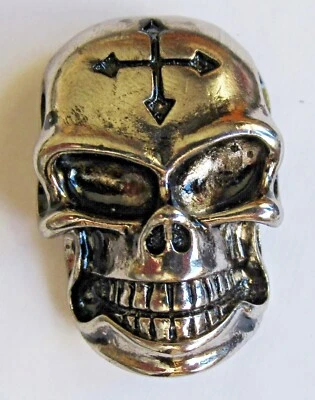 NAGAPATCHES Broche skull tête mort chromé métal coulé pins plaque vis métallique badge