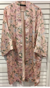 Lauren RALPH Lauren Satin Kimono Robe Lined size XL Pink Floral Pockets NEw - Picture 1 of 3