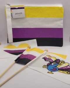Pride Non-Binary Wristlet Pouch and Mini Flags Yellow White Purple Black - Bild 1 von 3