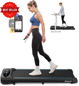 Walking Pad Treadmill 2 in 1 Portable Under Desk w/ Remote APP LED Quiet 3.8MPH - Picture 1 of 8