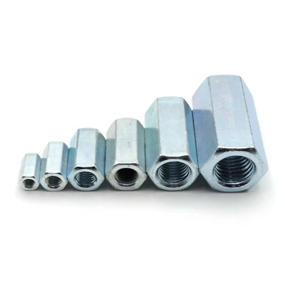 Langmuttern Gewindemuffen galvanisch verzinkt DIN 6334 Außensechskant M6-M24 - Bild 1 von 3