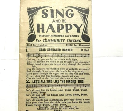 c.1938 Sheet Music Pamphlet Sing & Be Happy Community Singing Mills New York - Image 1 of 4