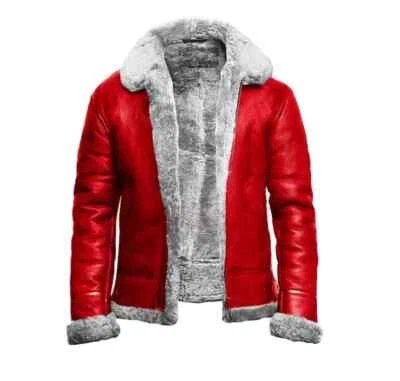 Red A2 Exquisite Coat Santa claus Chirstmas Fashion Leather Santa Bomber Jacket - Image 1 of 4