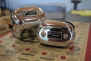 Pair MOONeyes Low Boy BREATHERS Valve Cover Crankcase Hot Rod Drag Racing moon - Picture 1 of 5