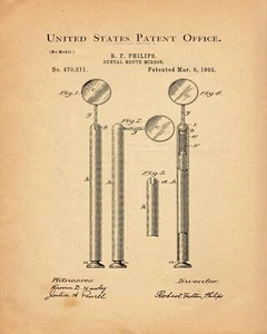 8740.Decorative Poster.Home interior wall.Invention patent.Mouth mirror.Dentist - Picture 1 of 1