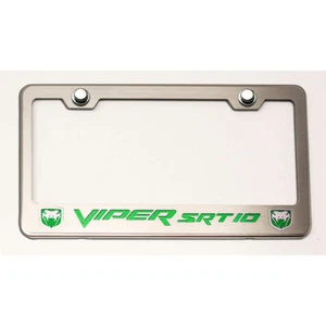Plate Frame Green C-Fiber "Viper SRT 10" Inlay&Fangs for 2003-2007 Viper - Picture 1 of 5